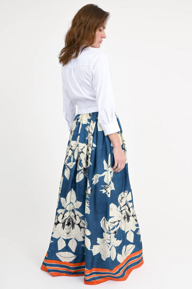 Sara Roka Seiden-Baumwollwollkleid JINNY in Weiß/Multicolor