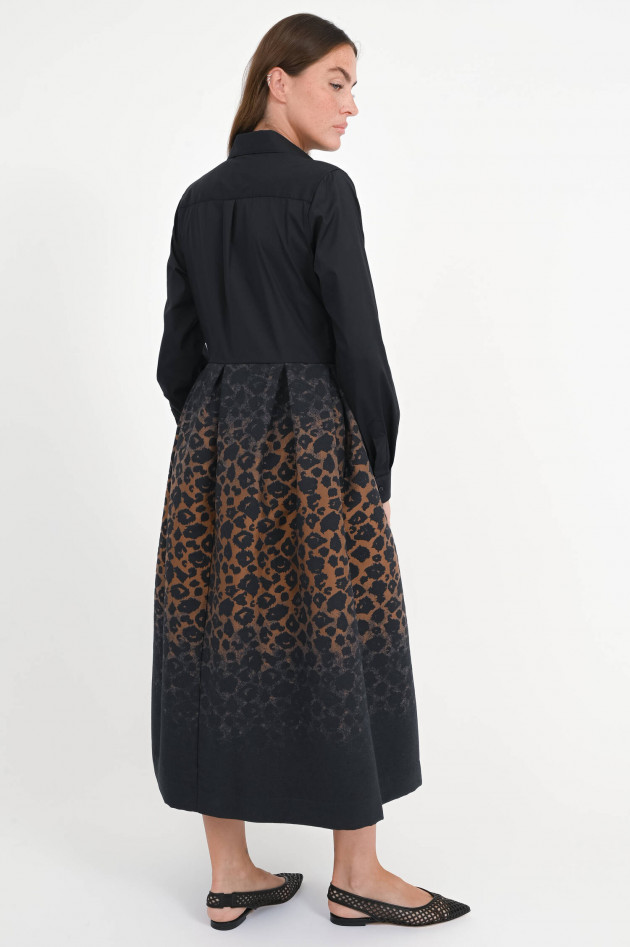 Sara Roka Midi-Kleid ELENINA mit Leo-Print in Schwarz/Braun