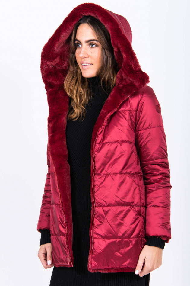 Save the duck Wende-Steppjacke mit Fake-Fur in Rot