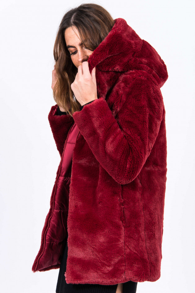 Save the duck Wende-Steppjacke mit Fake-Fur in Rot