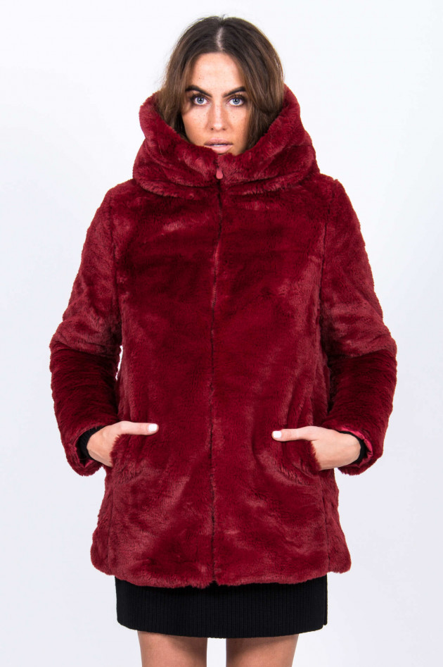 Save the duck Wende-Steppjacke mit Fake-Fur in Rot