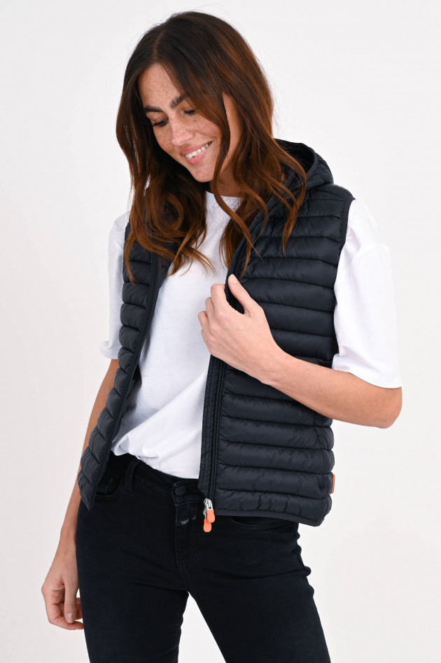 Save the duck Steppgilet mit Kapuze in Schwarz