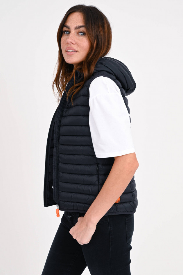 Save the duck Steppgilet mit Kapuze in Schwarz