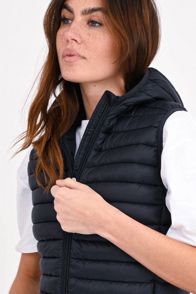 Save the duck Steppgilet mit Kapuze in Schwarz