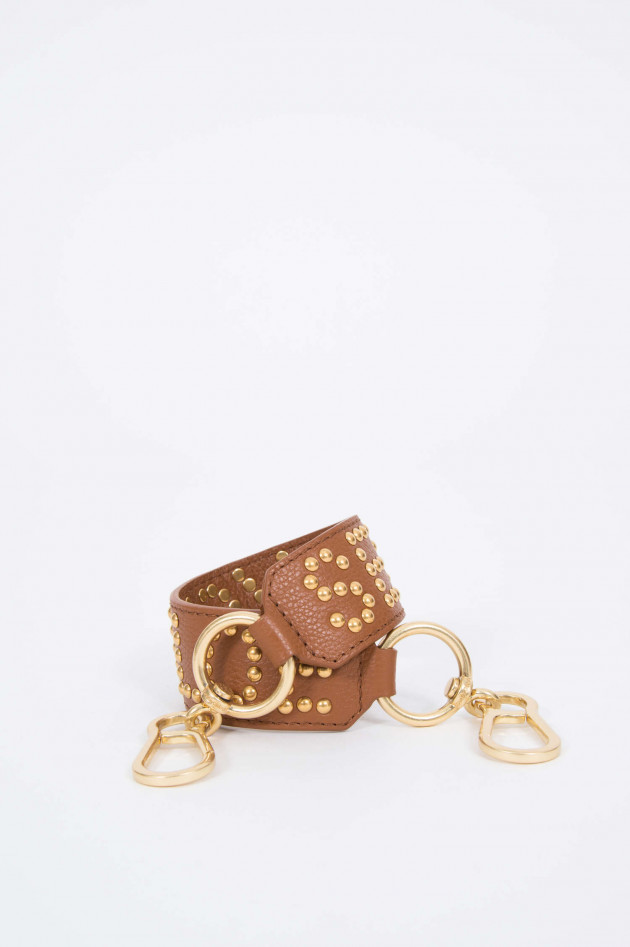 See by Chloé Taschenriemen mit Metallnieten in Cognac