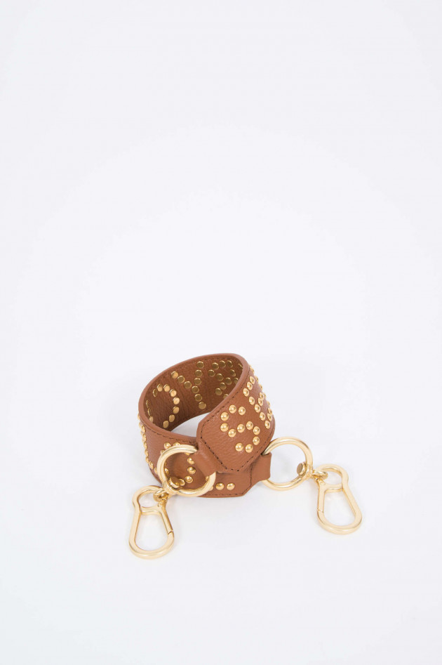 See by Chloé Taschenriemen mit Metallnieten in Cognac