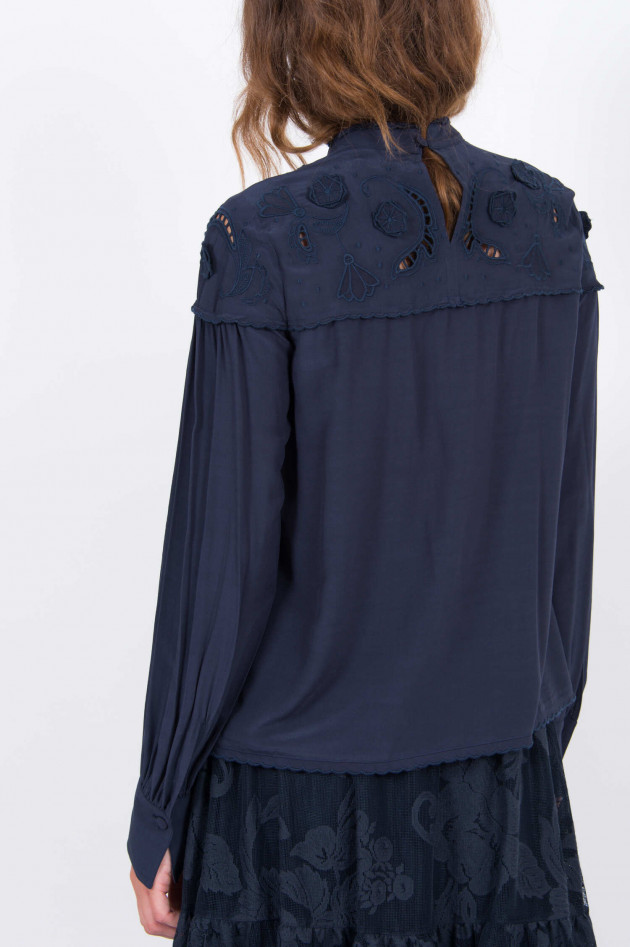 See by Chloé Bluse Floral bestickt in Navy