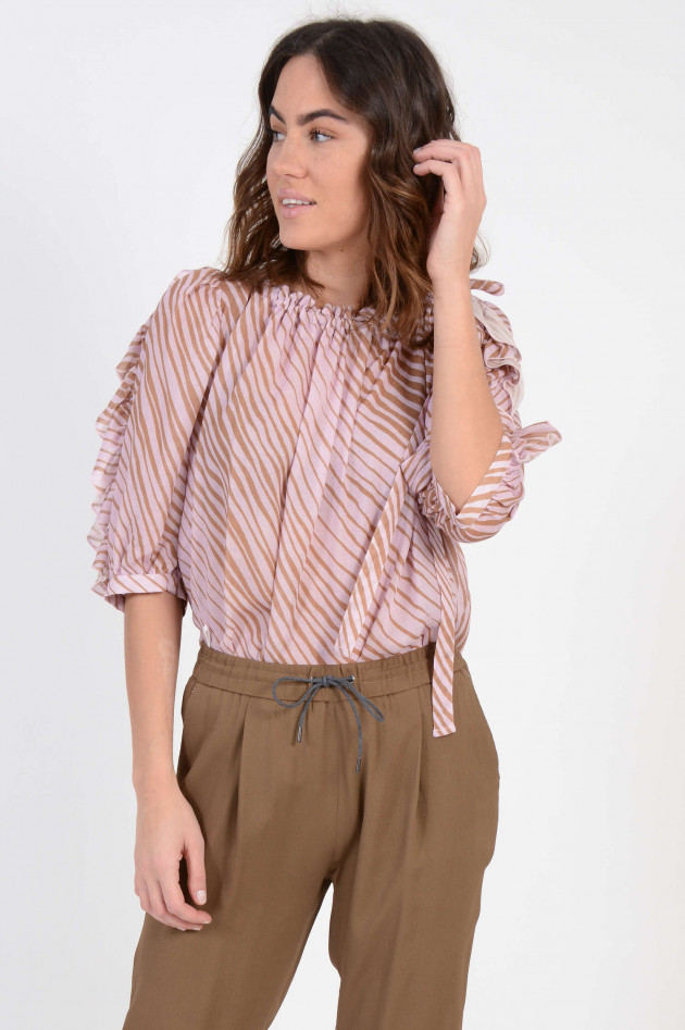 See by Chloé Bluse aus Seide in Camel/Rosa gemustert