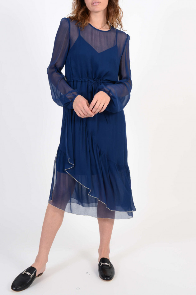 See by Chloé Seidenkleid mit Rüschen in Blau