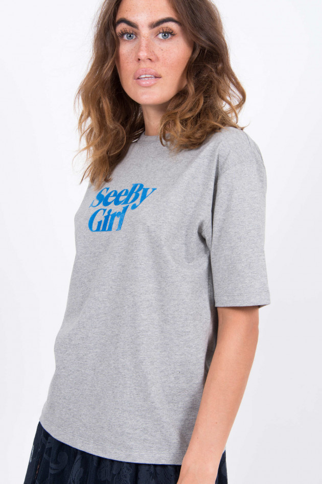 See by Chloé Oversized-Shirt mit Samt-Schrift in Grau | GRUENER.AT