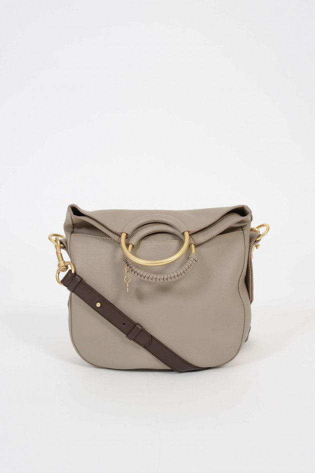 See by Chloé Handtasche mit goldenen Ringhenkeln in Beige