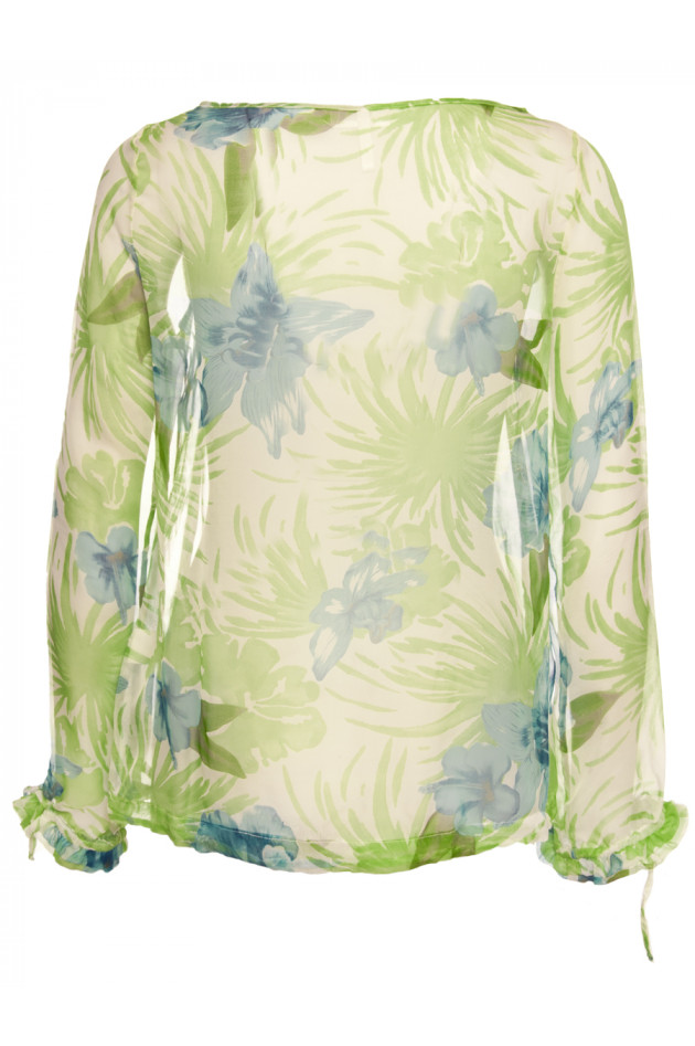Sophie  Seidenbluse in Blau/Grün gemustert