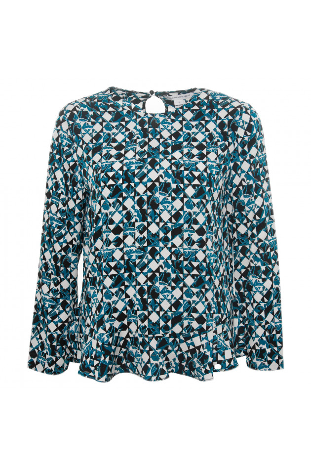 Diane von Fürstenberg Seidenbluse in Blau/Weiß gemustert