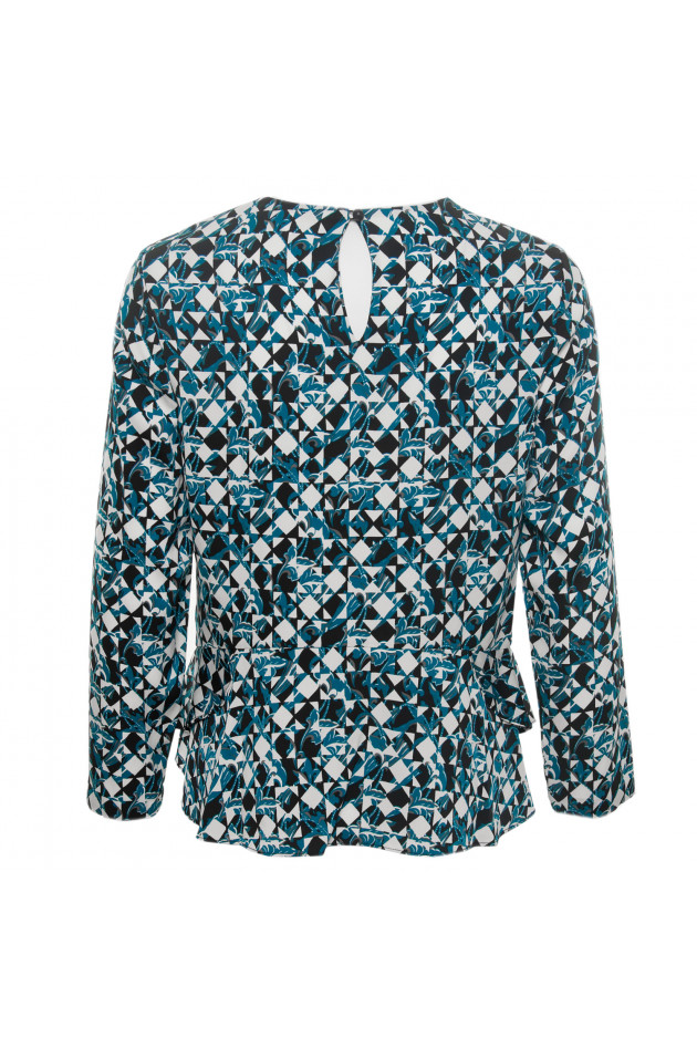 Diane von Fürstenberg Seidenbluse in Blau/Weiß gemustert