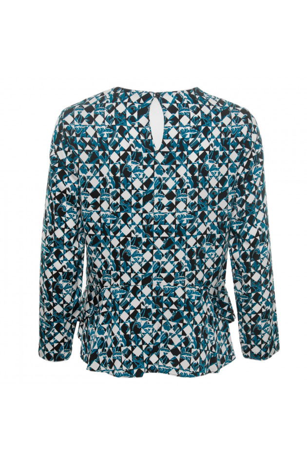 Diane von Fürstenberg Seidenbluse in Blau/Weiß gemustert