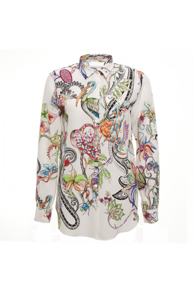 Etro Seidenbluse in Weiß/Bunt gemustert