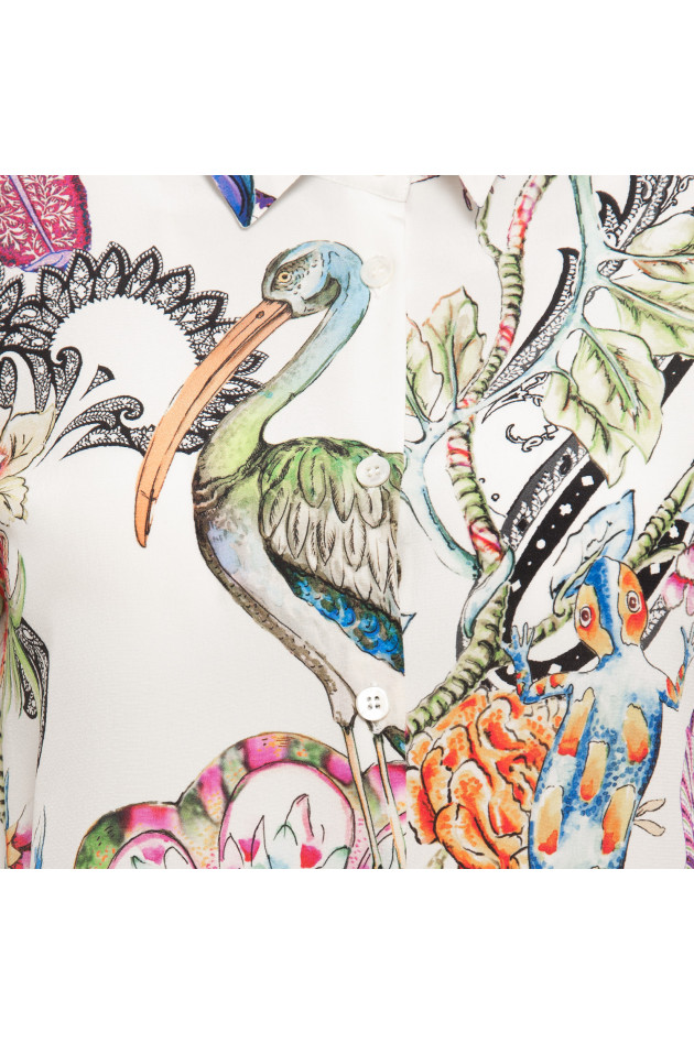 Etro Seidenbluse in Weiß/Bunt gemustert