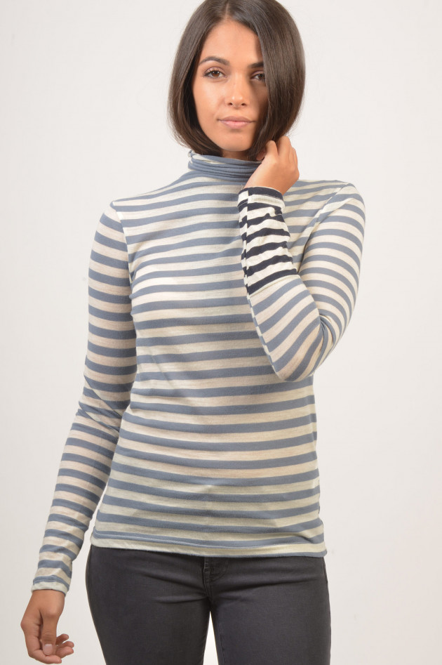 Semi-Couture Rollkragenpullover in Blau/Weiß gestreift