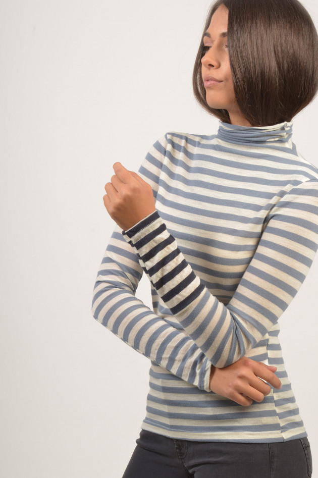 Semi-Couture Rollkragenpullover in Blau/Weiß gestreift