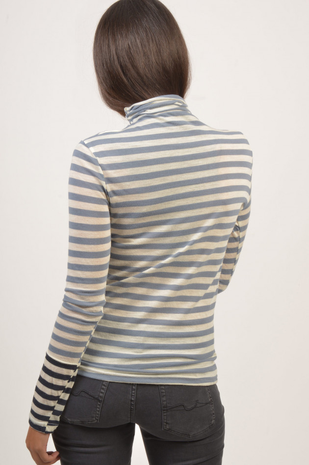 Semi-Couture Rollkragenpullover in Blau/Weiß gestreift