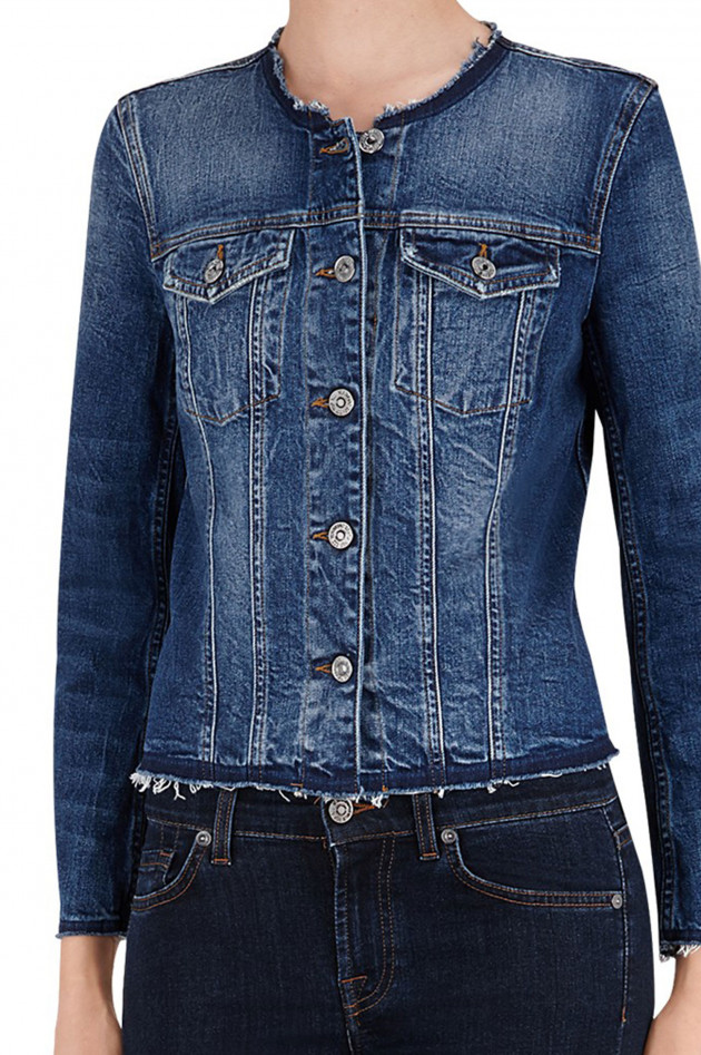 Seven for all Mankind Jeansjacke mit ausgefranstem Saum in Blau