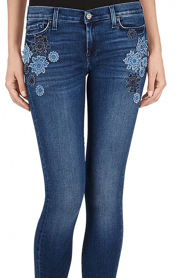 Seven for all Mankind Jeans mit Blumenpatches in Blau