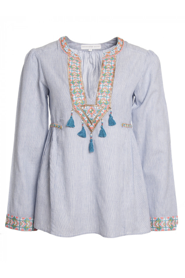 Christophe Sauvat LDA Shirt BHUTAN in Blau/Weiß