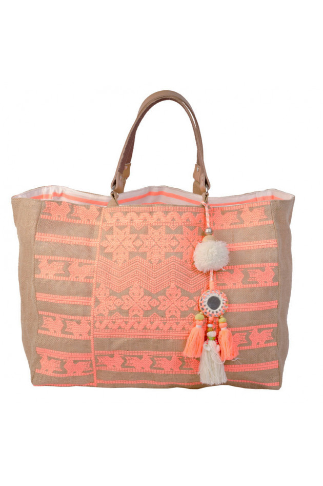 Star Mela Shopper bestickt in Orange/Beige