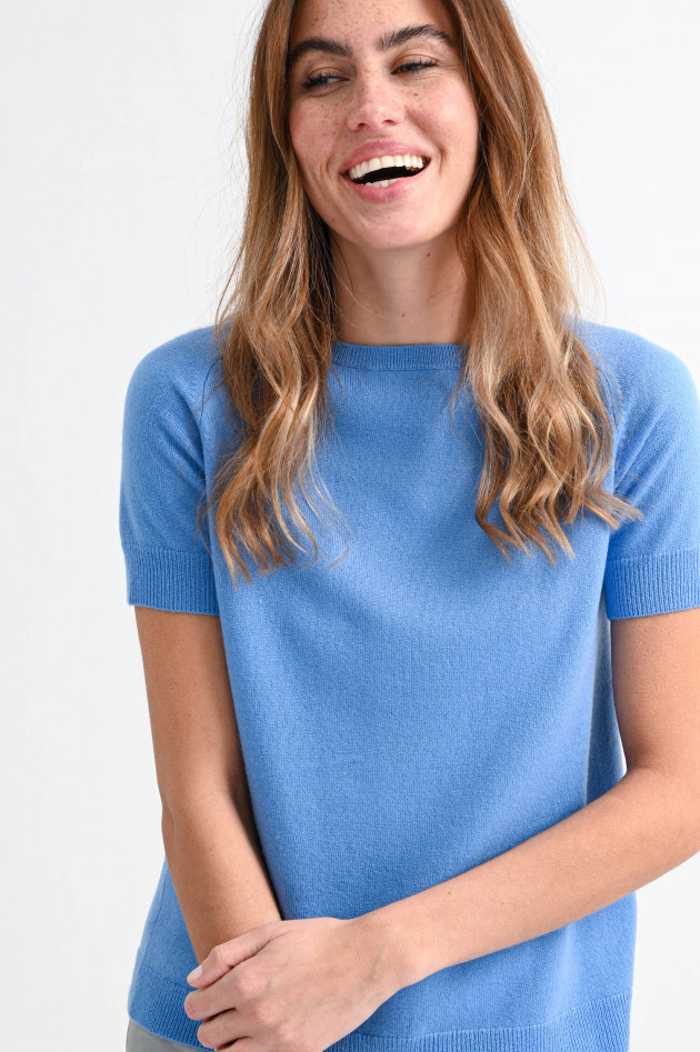 Sincerely Cashmere Kurzarm-Shirt JARA in Taubenblau