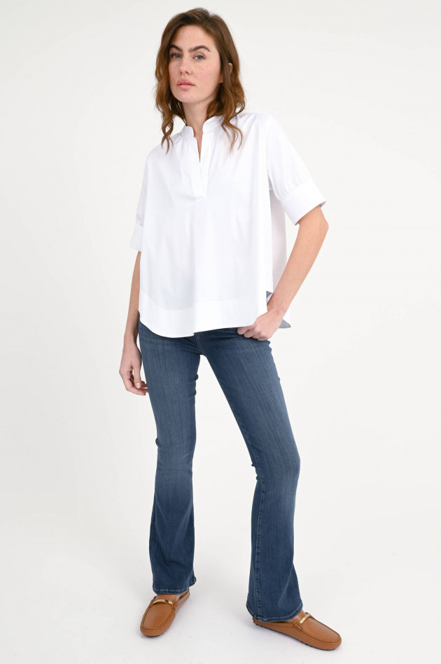 Soluzione A-Linien Bluse mit kurzem Arm in Weiß