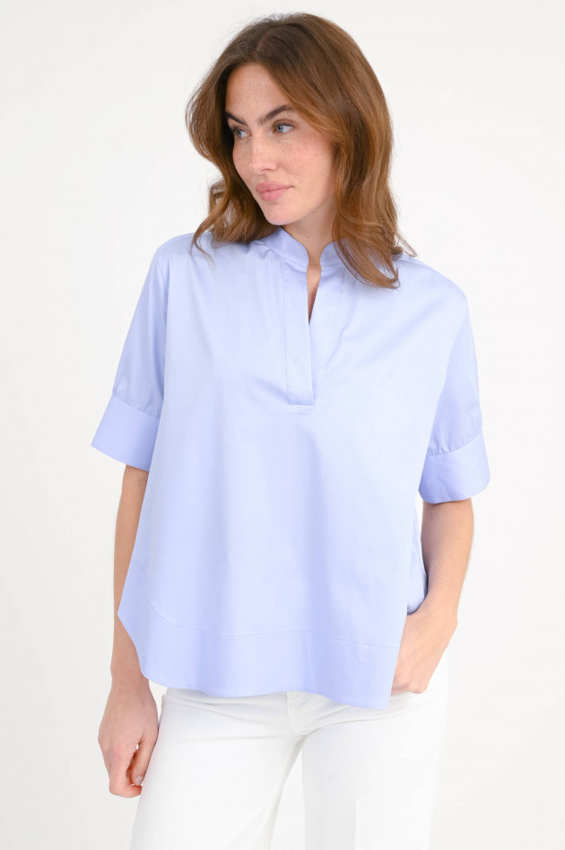 Soluzione A-Linien Bluse mit kurzem Arm in Hellblau