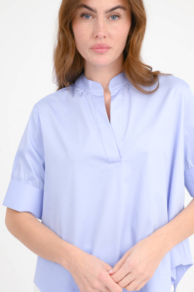 Soluzione A-Linien Bluse mit kurzem Arm in Hellblau