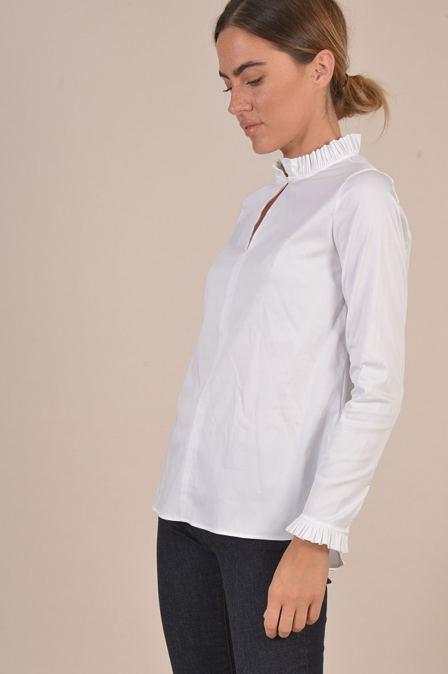 Soluzione Bluse mit Rüschen in Weiß