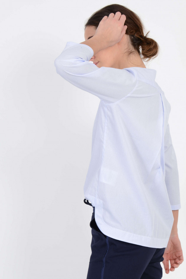 Soluzione Bluse mit Kellerfalte in Blau/Weiß gestreift