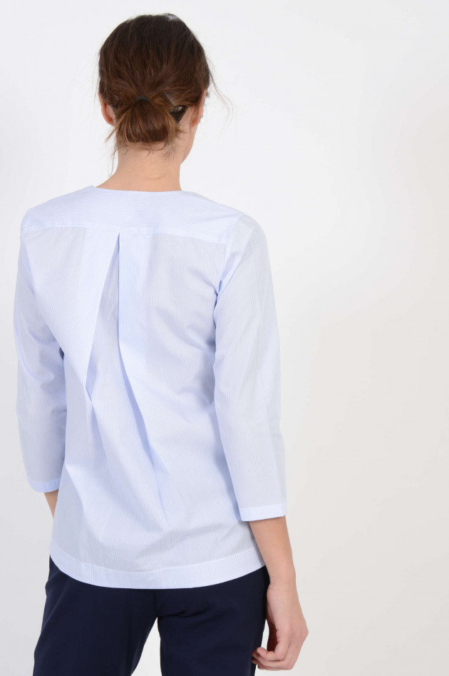 Soluzione Bluse mit Kellerfalte in Blau/Weiß gestreift