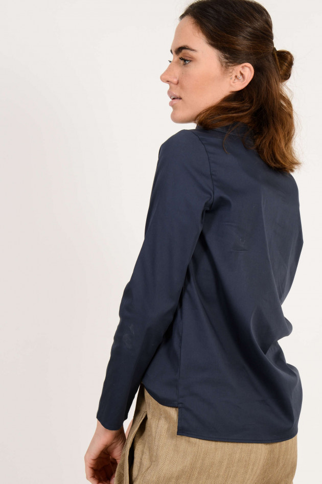 Soluzione Bluse mit Stehkragen in Navy