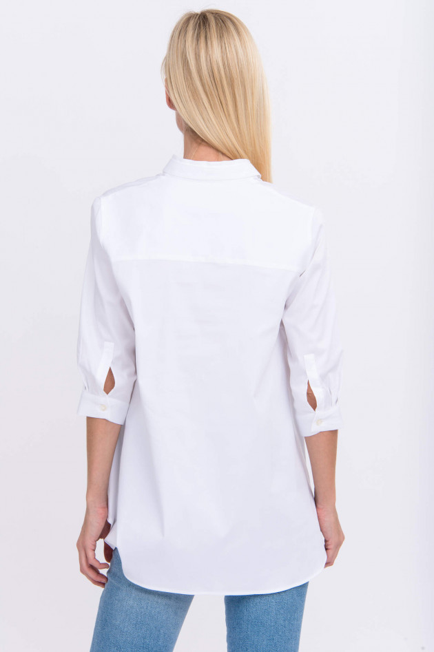 Soluzione Bluse mit verlängertem Rücken in Weiß