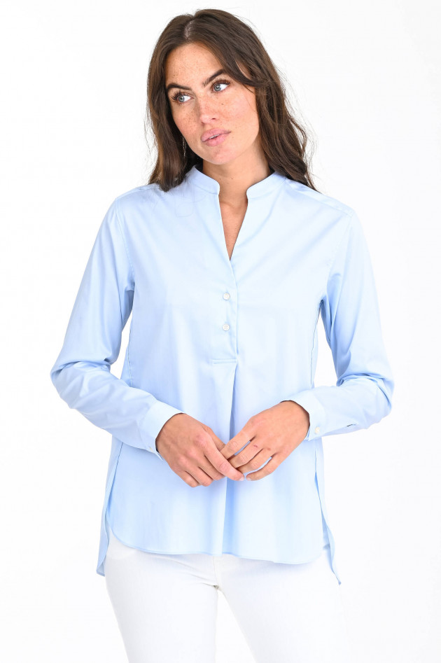 Soluzione Bluse mit Stehkragen in Hellblau