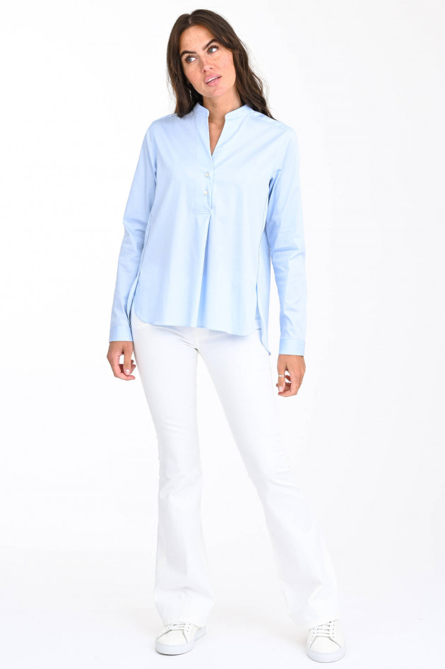 Soluzione Bluse mit Stehkragen in Hellblau