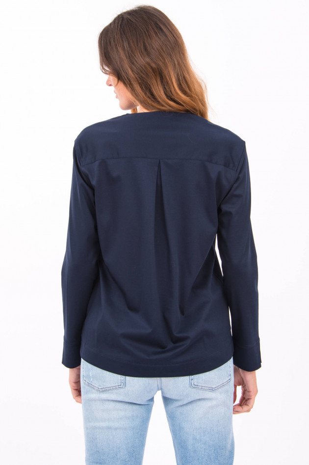 Soluzione Bluse aus elastischen Stoff in Navy