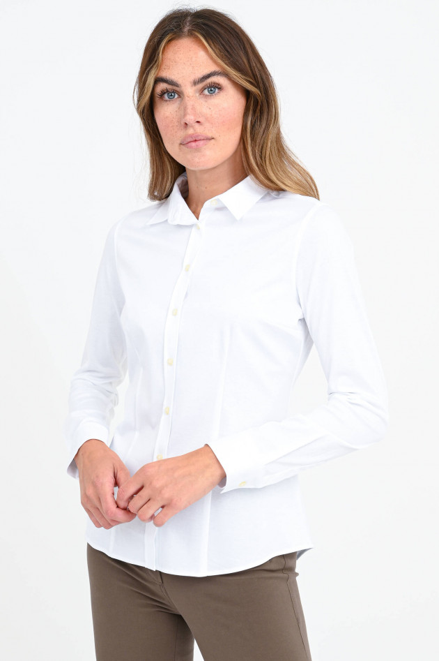 Soluzione Taillierte Jersey-Bluse in Weiß