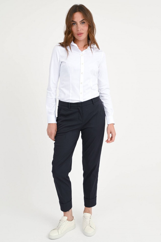 Soluzione Taillierte Jersey-Bluse in Weiß