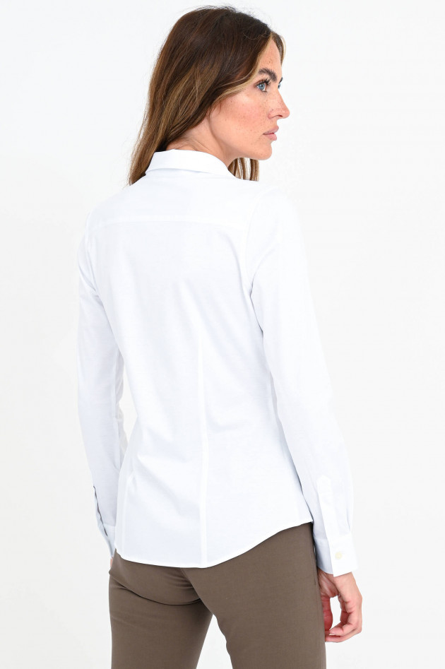 Soluzione Taillierte Jersey-Bluse in Weiß