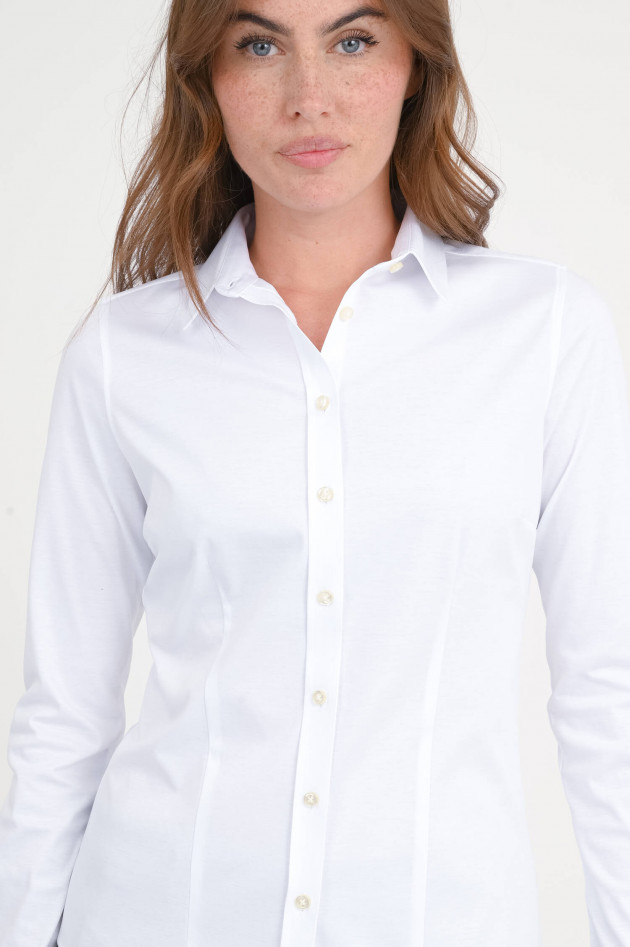 Soluzione Taillierte Jersey-Bluse in Weiß