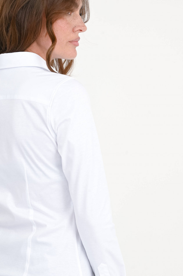 Soluzione Taillierte Jersey-Bluse in Weiß