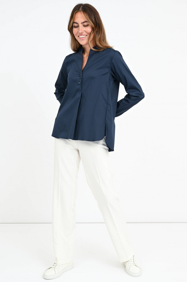 Soluzione Bluse mit Stehkragen in Navy