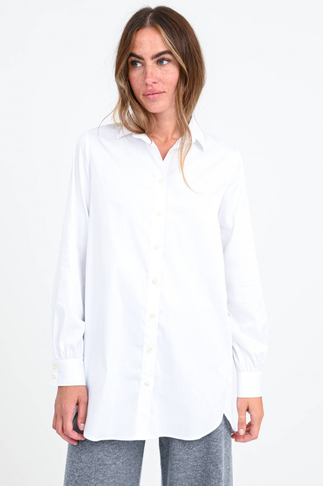 Soluzione Lange Baumwoll-Bluse in Weiß