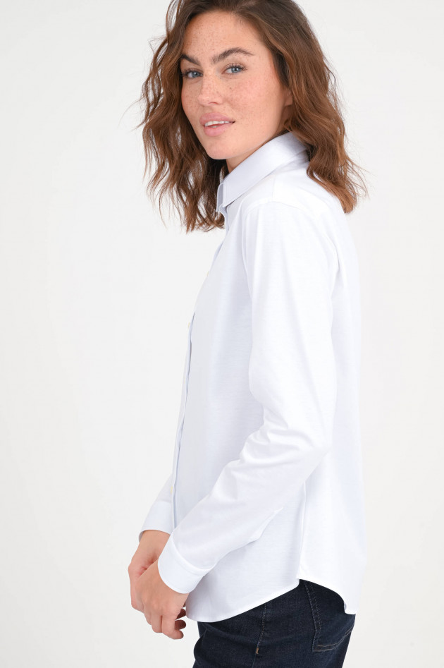 Soluzione Jersey Langarm-Bluse in Weiß