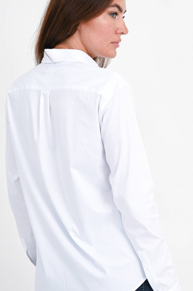Soluzione Jersey Langarm-Bluse in Weiß