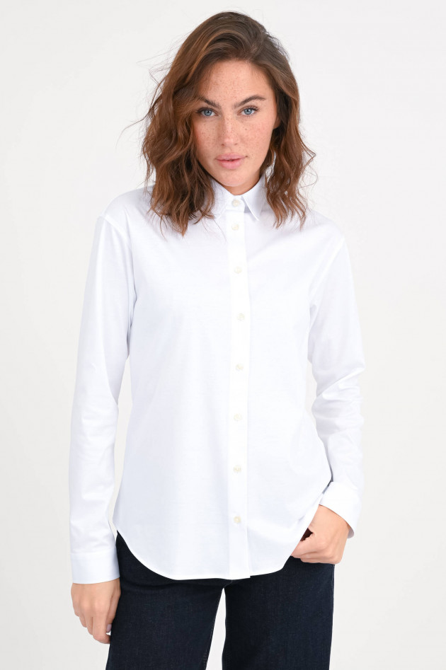 Soluzione Jersey Langarm-Bluse in Weiß